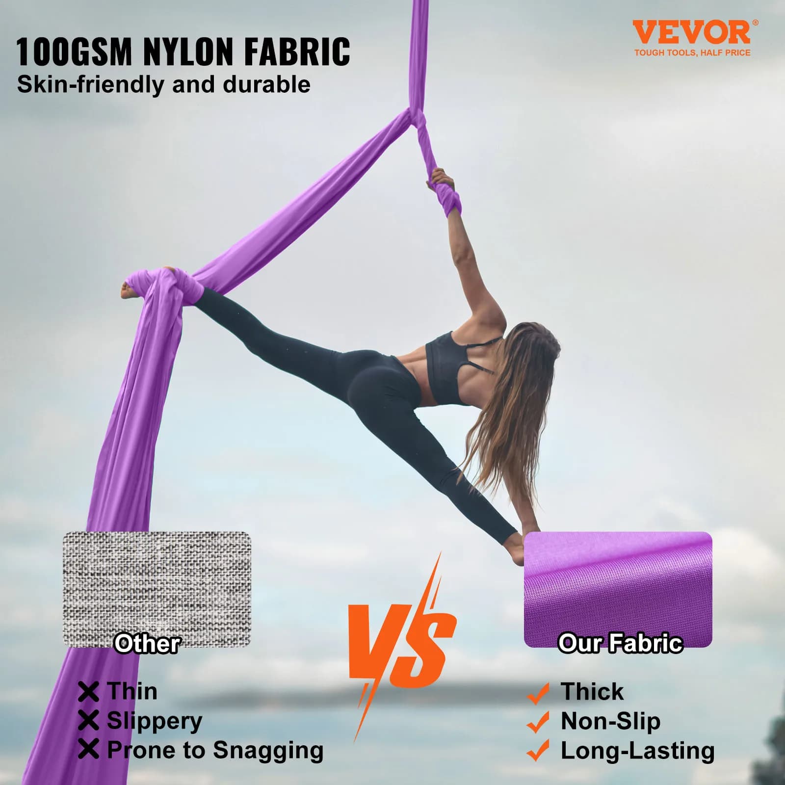 SucceBuy 8,7/11Yards hamac de yoga aérien et kit de démarrage de yoga balançoire accessoire de sangl