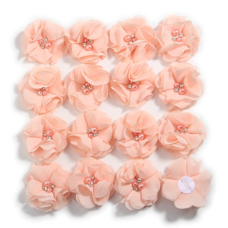 Fleur de cheveux en mousseline de soie pour bébé, centre de biscuits perlé, accessoires pour cheveux