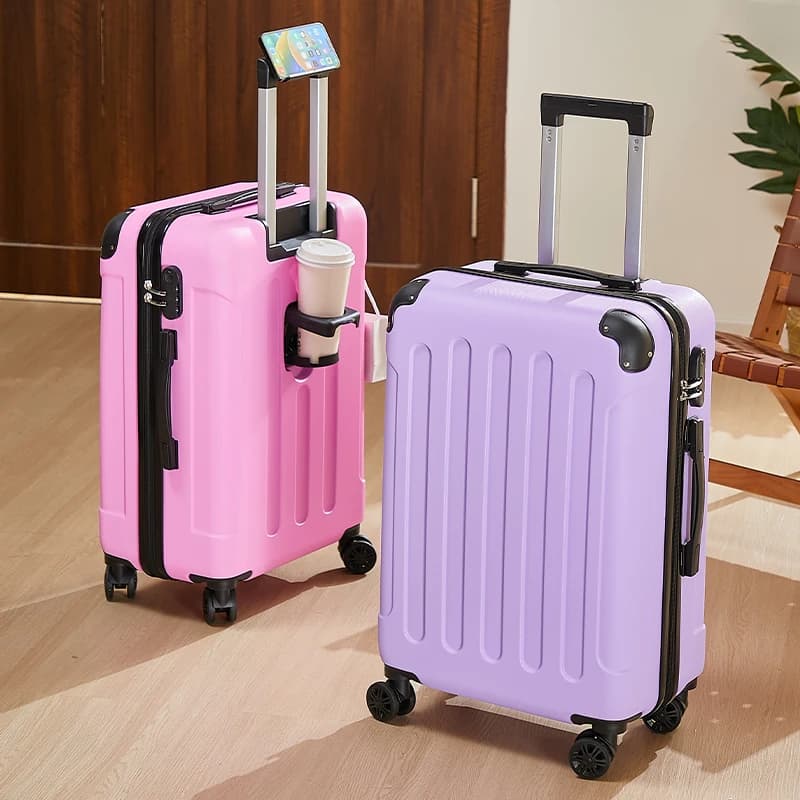 Valise à bagages de 20 à 28 pouces avec roulettes, sac de voyage avec porte-gobelet et support pour 