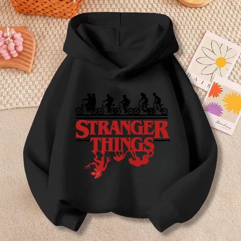 Potdemiel New Stranger Things Bikes Hoodie pour enfants de 3 à 12 ans, sweat-shirt imprimé Demogorgo