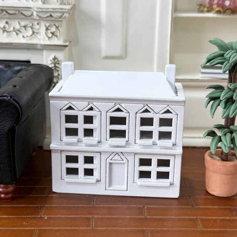 Maison de poupée miniature en bois blanc 1:12, Villa, petite maison modèle, décor de maison de poupé