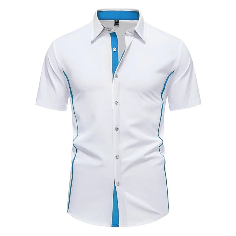 Chemises d'été élastiques formelles pour hommes, chemise boutonnée contrastante, style Y2K Old Money