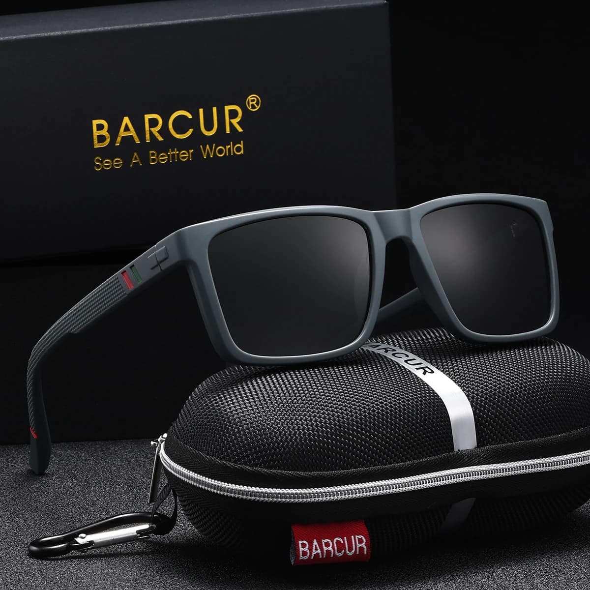 BARCUR 1 pièces sport marque hommes lunettes de soleil en plein air conduite cadre rectangulaire UV4