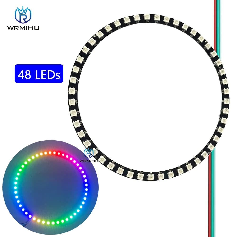 DC5V WS2812B bricolage RGB RGBW RGBWW 8 à 241led Module rond SK6812 SMD5050 pilote intégré noir blan