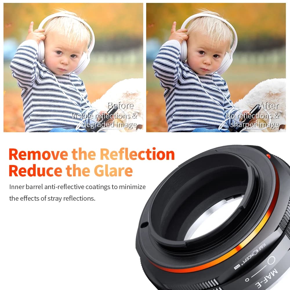 Adaptateur K&F CONCEPT pour objectifs Sony Alpha A et Minolta AF vers appareils photo NEX E