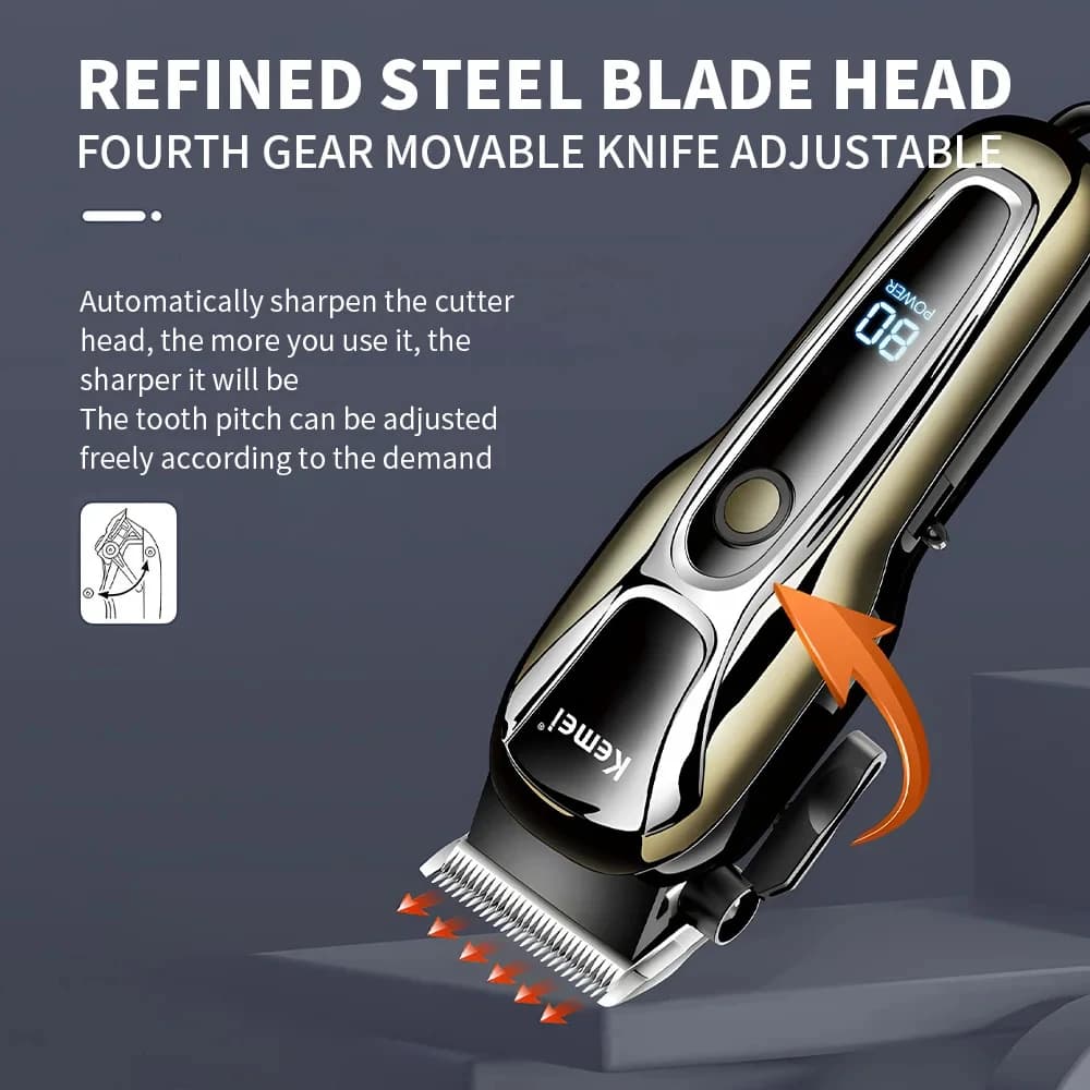 Kemei KM-PG1990A USB Rechargeable électrique tondeuse à cheveux professionnel sans fil hommes tondeu
