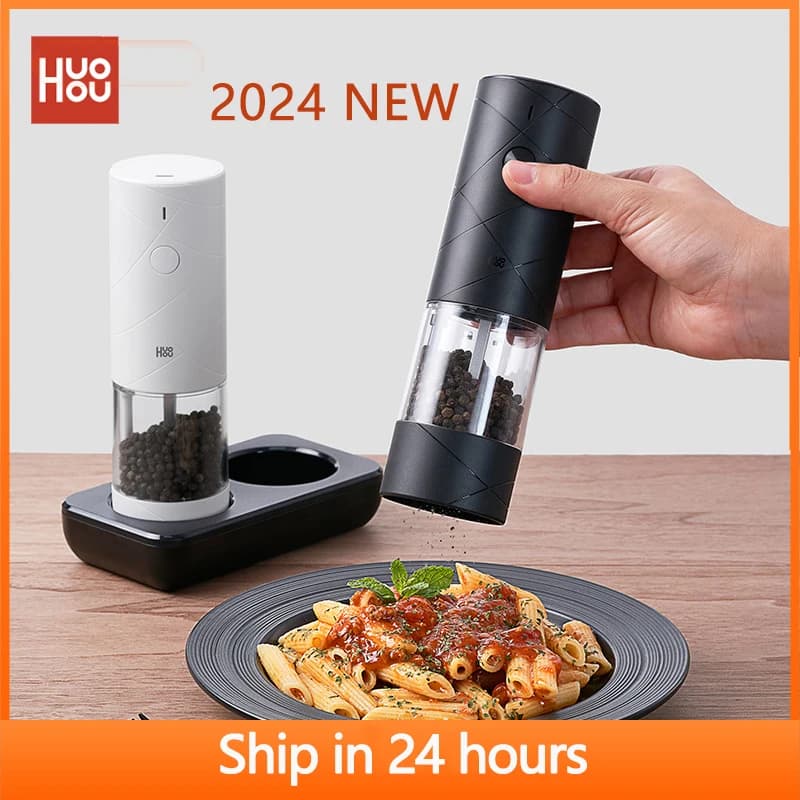 Huohou – broyeur électrique au poivre, assaisonnements, épices, moulin à grains, salière, lumière LE