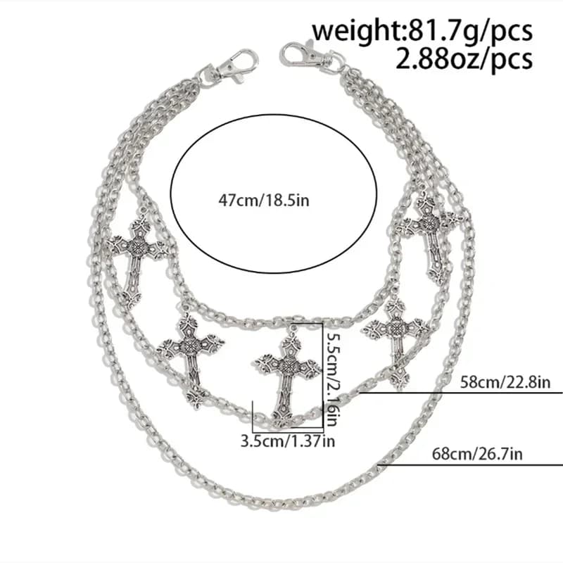Chaîne de pantalon en métal Punk, chaîne de taille Hip Hop, pendentif croix, chaîne de jean pour hom