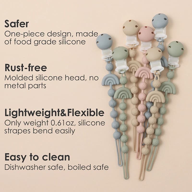 Attache-sucette en Silicone pour bébé, Clip de chaîne, porte-tétine factice, sans BPA, chaîne de den