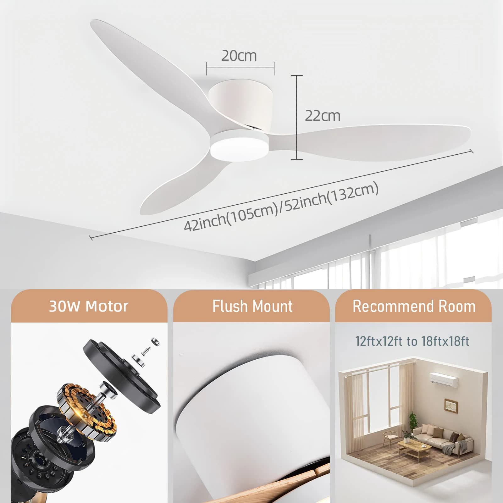 IRALAN ventilateur de plafond moderne avec lumière LED moteur à courant continu grand Volume d'air t