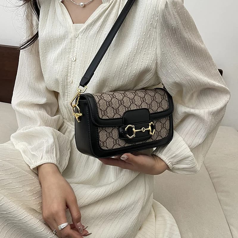 Sac bandoulière vintage imprimé Horsebit pour femme, collection Printemps 2026 - Petit sac à bandoul