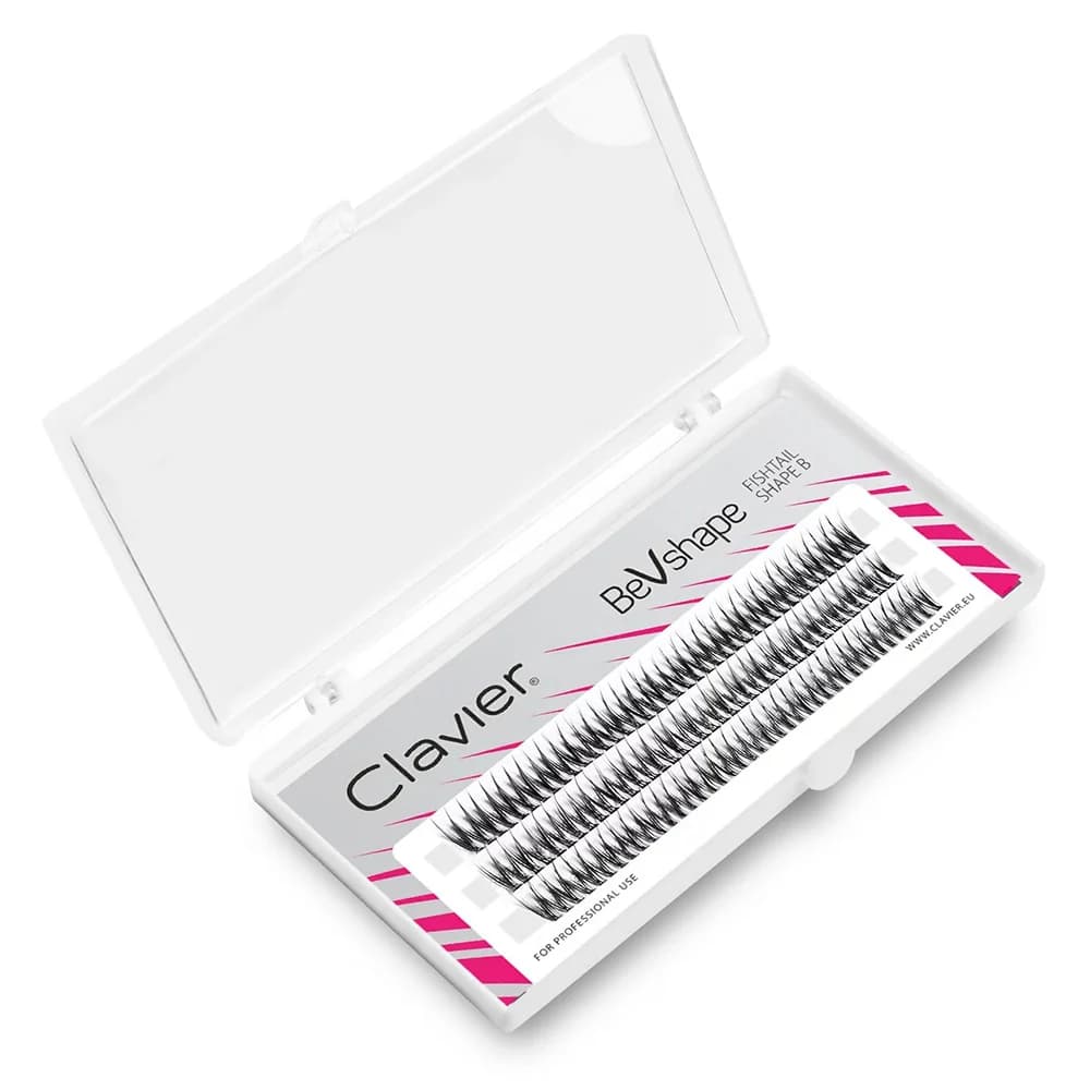 Clavier naturel grappe de cils BeVshape queue de poisson forme B Curling cils 10D soie doux cils out