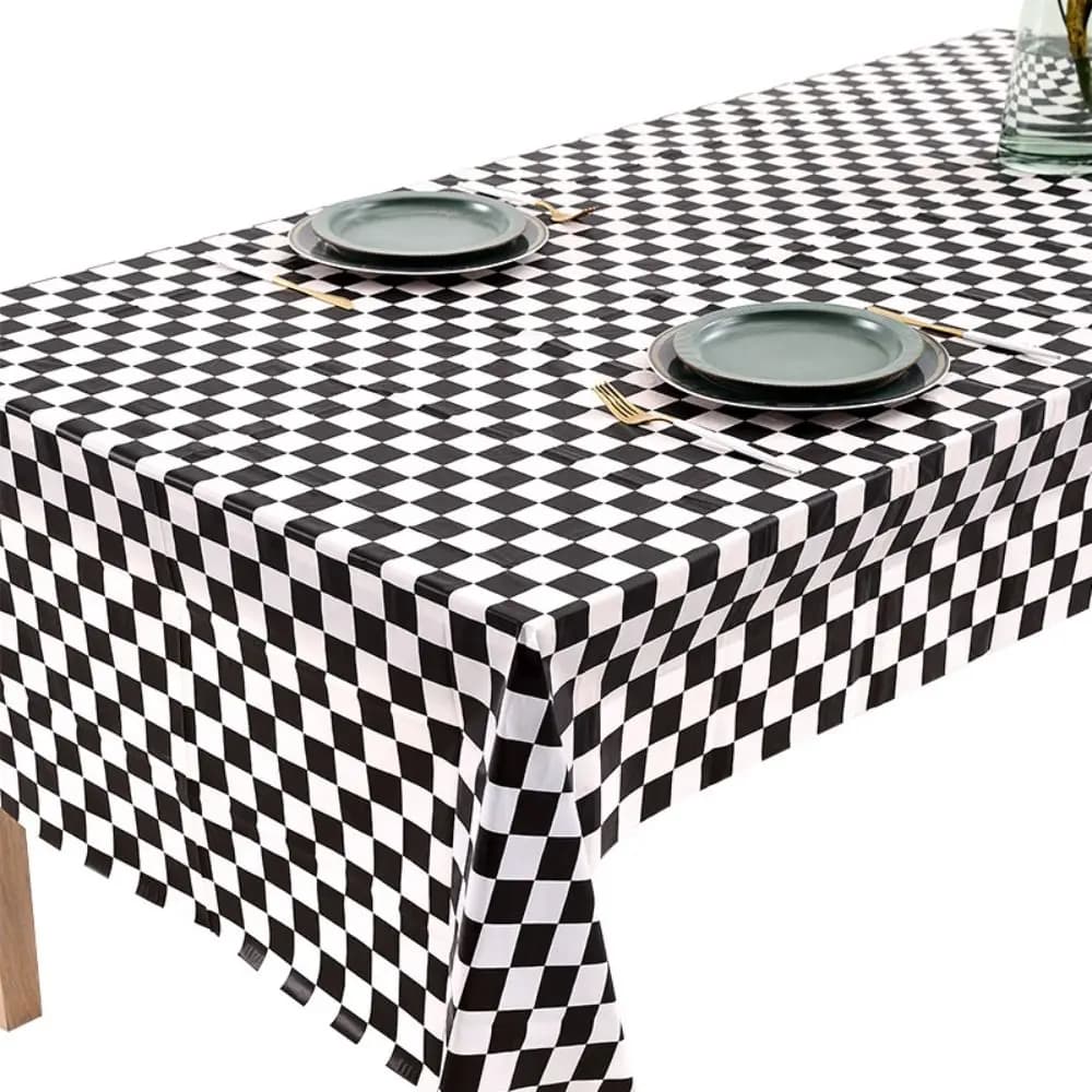 Nappe Jetable à Carreaux Noir et Blanc, 137x274cm, pour ixF1, Course, Imperméable et Anti-taches