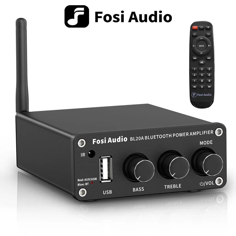 Fosi Audio-Amplificateur de Puissance Sonore Bluetooth TPA3116, 2,1 CH, 100W, Mini HiFi Classe D, Ba