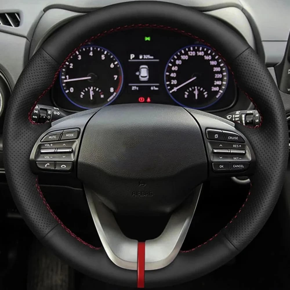 Juste de volant en similicuir noir pour Hyundai Veloster, accessoires de voiture bricolage, 2019-202