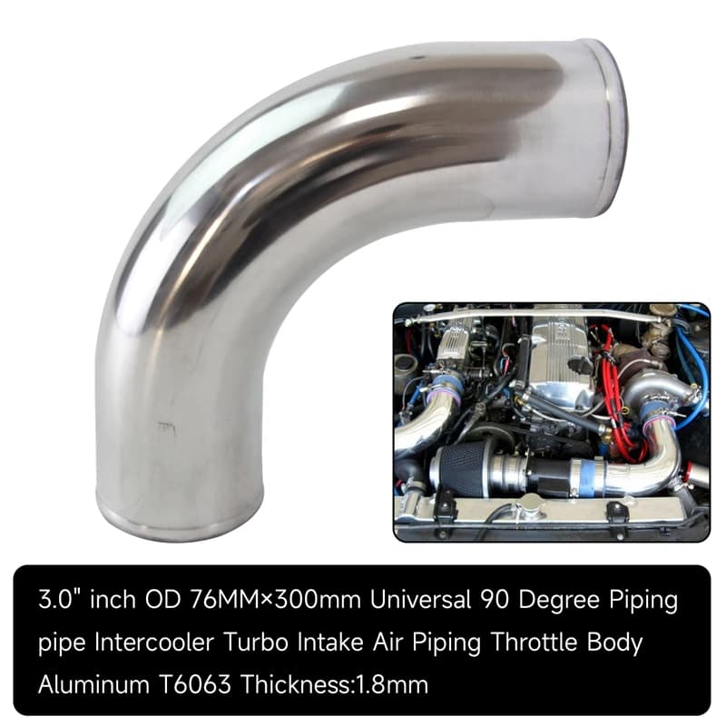 70mm 2.75 "/76mm 3.0"/80MM 3.15 ''pouces coude à 90 degrés en aluminium Turbo Intercooler tuyau tuya