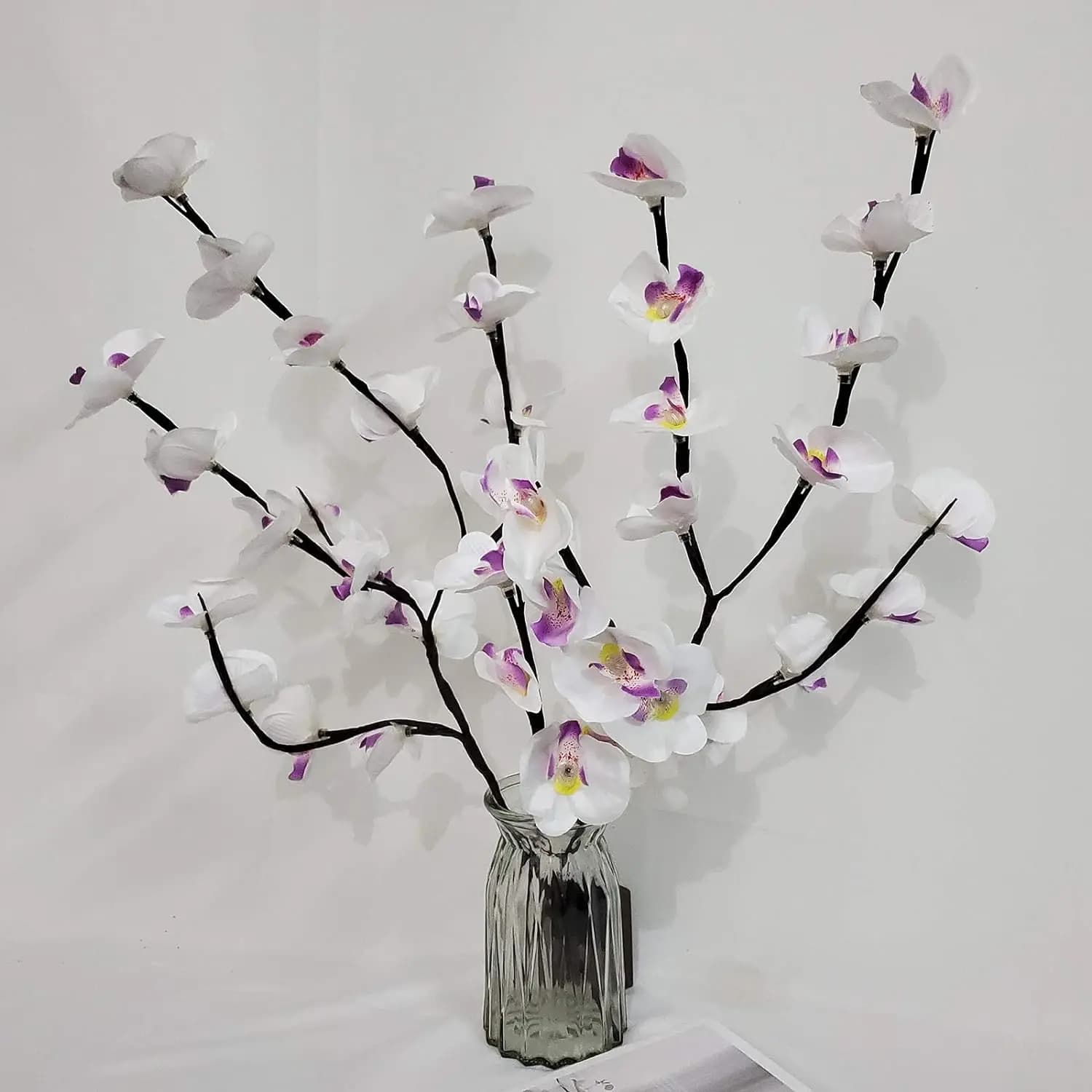 1 paquet blanc et violet papillon orchidée arbre lumière LED lumières alimenté par batterie arbre la