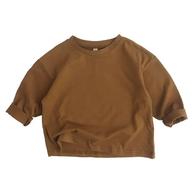 T-shirt en coton à manches longues pour enfants, haut à la mode pour garçons et filles, vêtements po