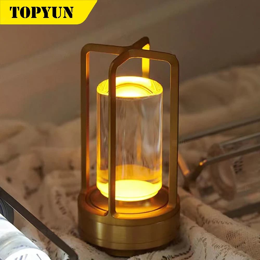 LED lampe de table en cristal en plastique Rechargeable tactile lampe de nuit chambre lampe de table