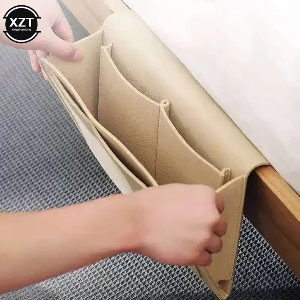 Sac de rangement de chevet en feutre avec poches, porte-inspirer, boîte à mouchoirs pour lit, canapé