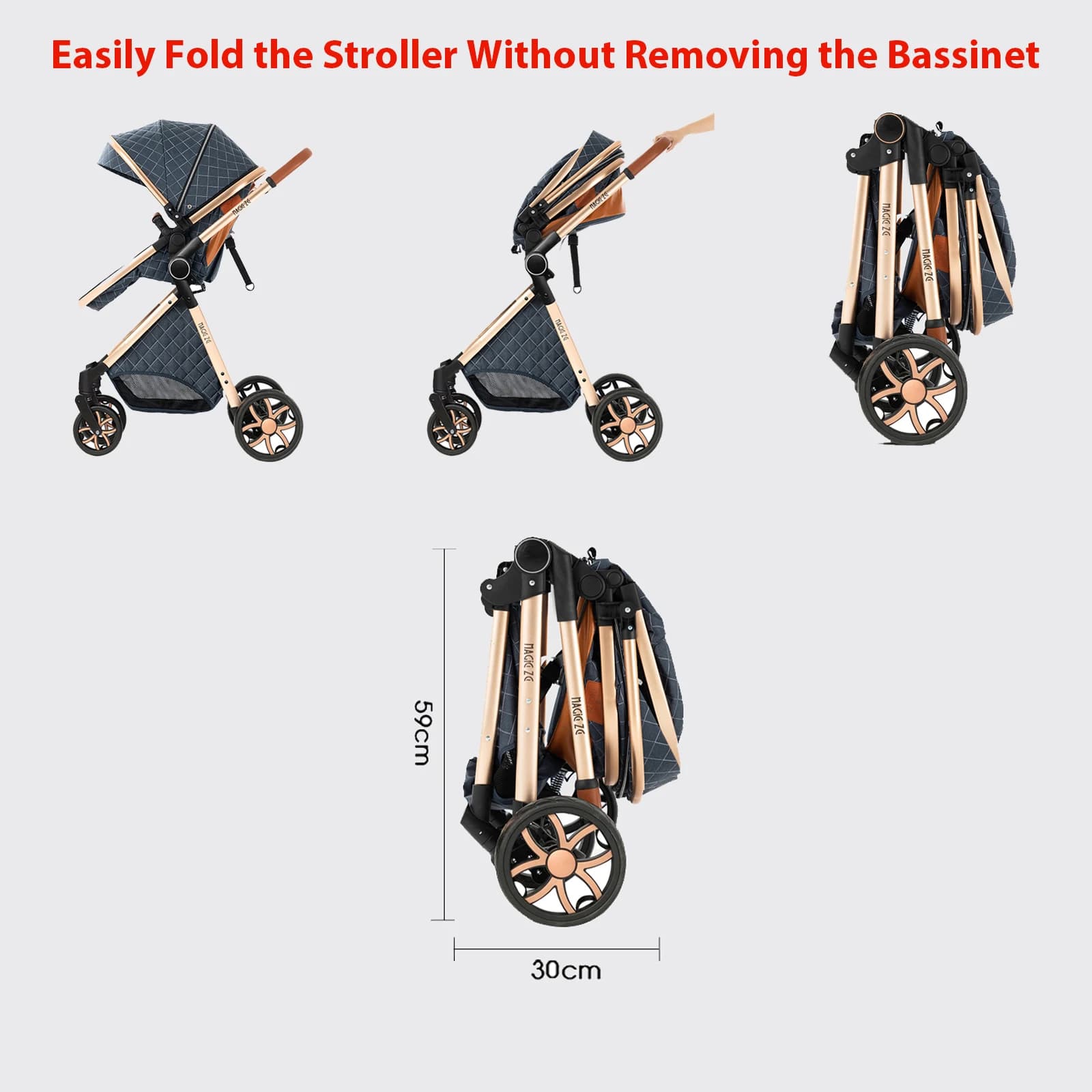 Système de voyage de poussette de bébé 3 en 1 de luxe avec siège auto landau de bébé poussette infan
