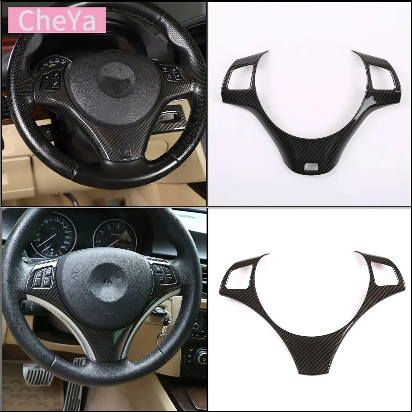 Cadre de décoration pour boutons de volant de voiture cheya pour BMW Série 1 3 E82 E84 E87 E90 E92 E