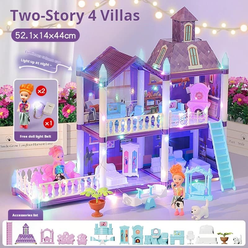 3D bricolage fantaisie princesse château Villa assemblage maison de poupée ensemble jouets, filles m
