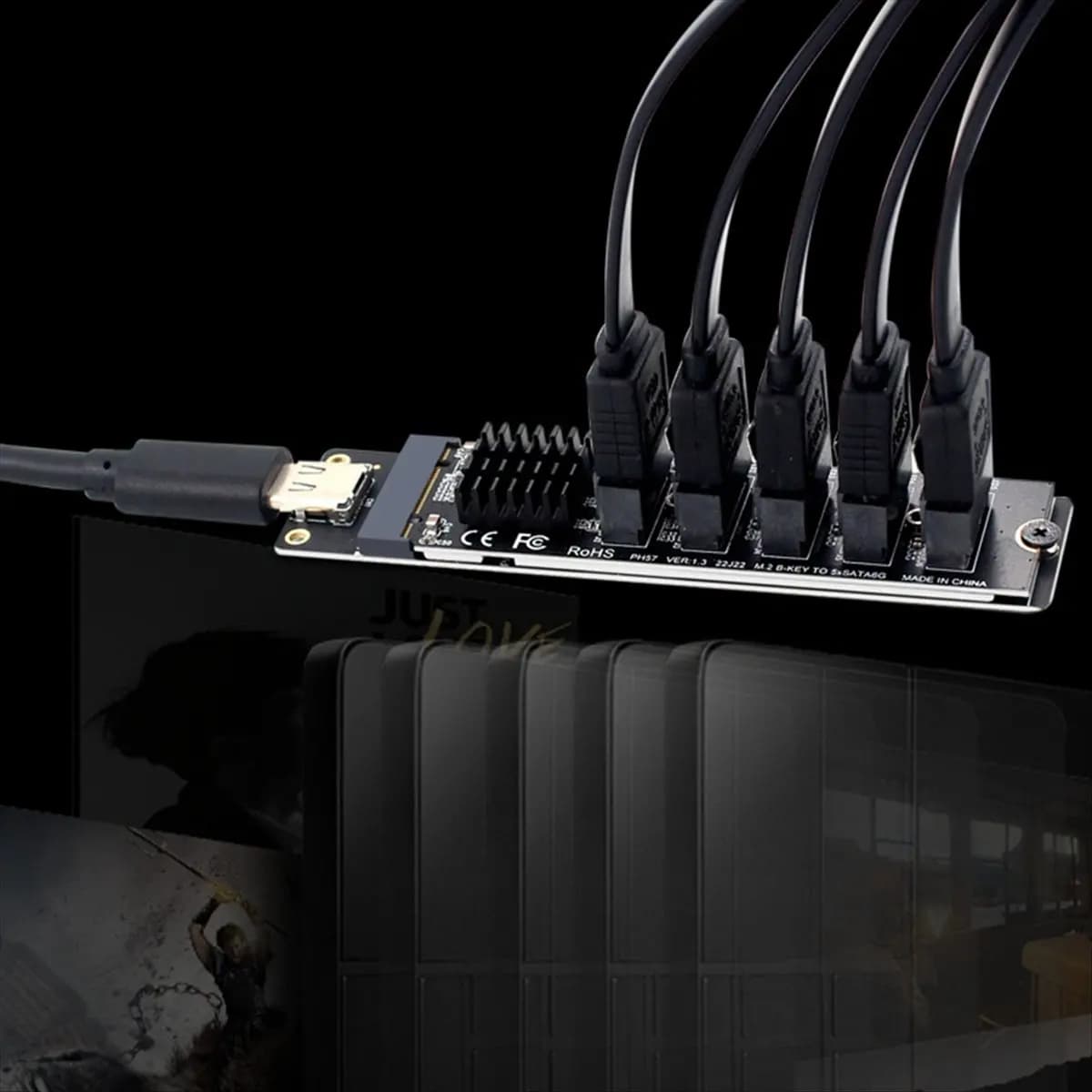 Carte de conversion adaptateur Perfect-TYPE-C vers SATA3.0 5 Ports 6Gbps USB10G JM575 + JMS580 pour 