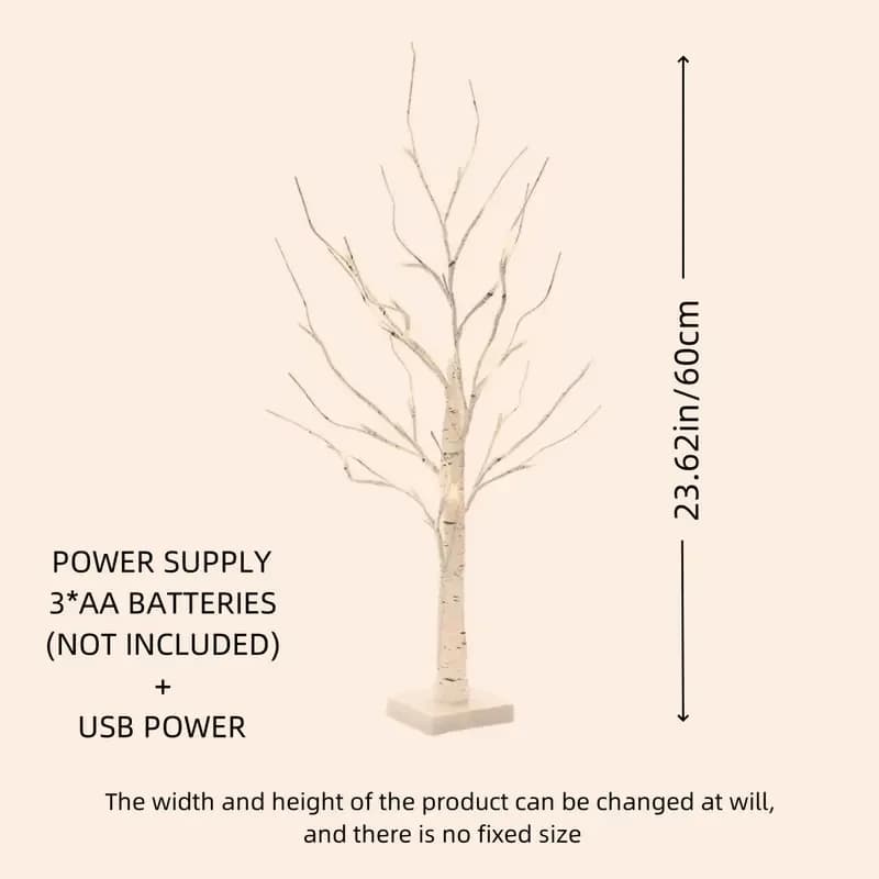 24 Led arbre scintillant de pâques fée lumière Branches d'arbre de bouleau 3AA et USB alimenté arbre