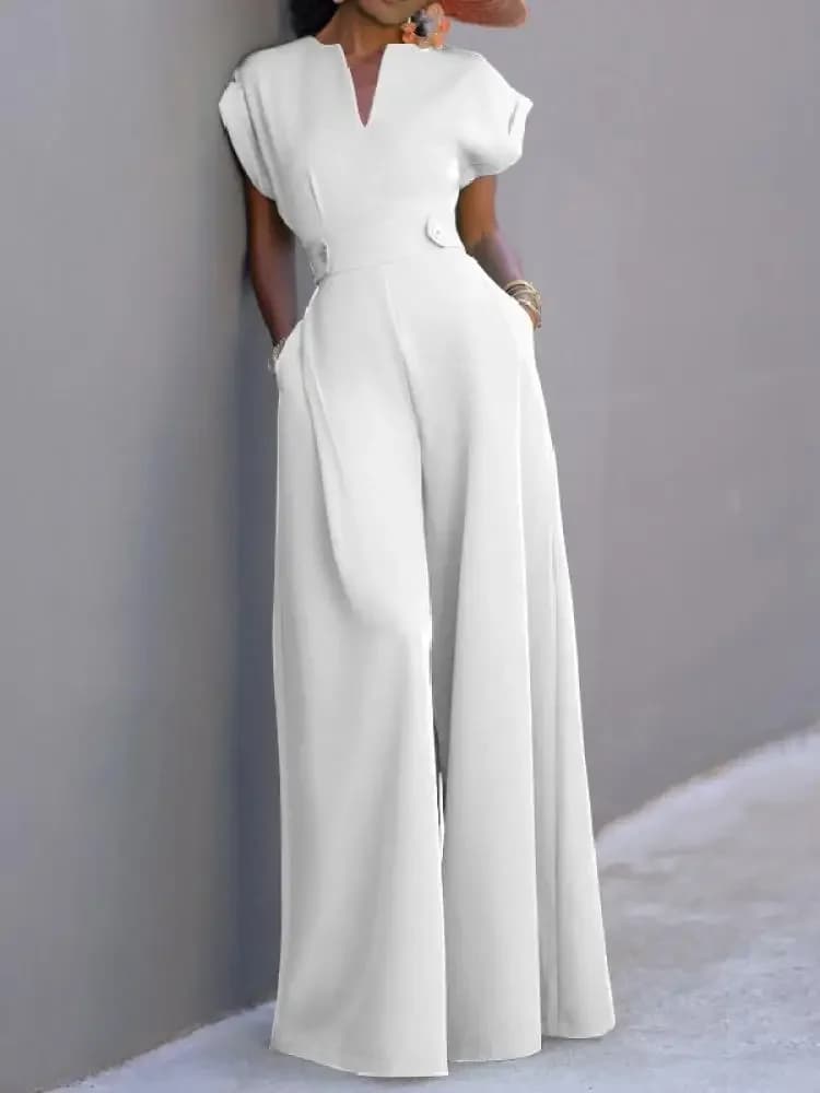 Yeezzi femmes noir blanc couleur jambes larges combinaisons 2025 nouvel été manches courtes mode amp