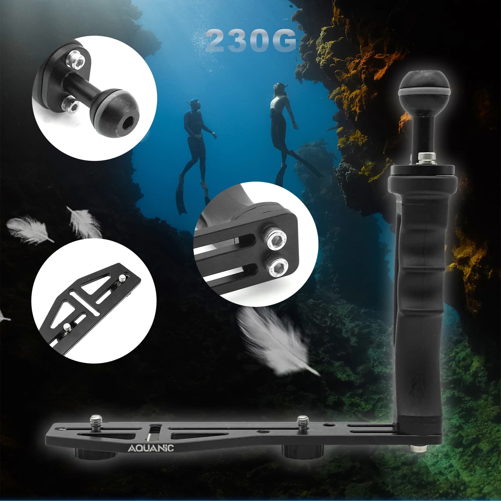 Aquanic AS060 Applicable aux accessoires Gopro, support de photographie de plongée portable, caméra 