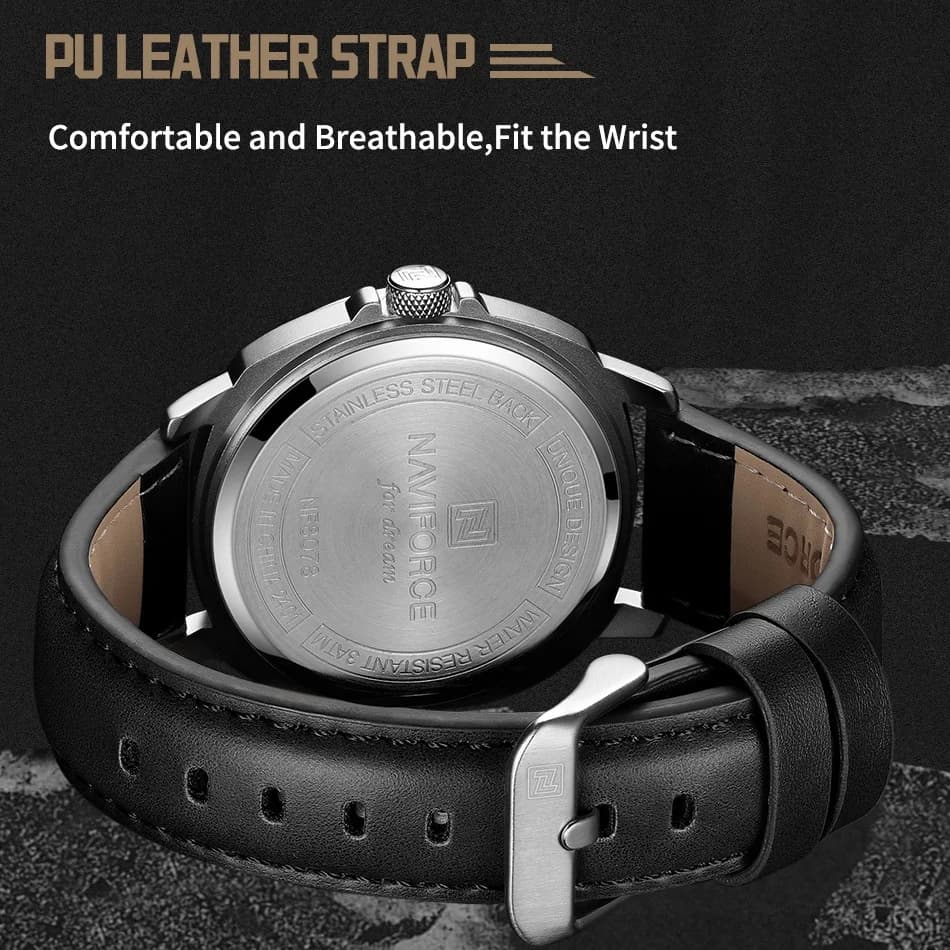 NAVIFORCE marque hommes montre à Quartz de haute qualité bracelet en polyuréthane calendrier mâle mo