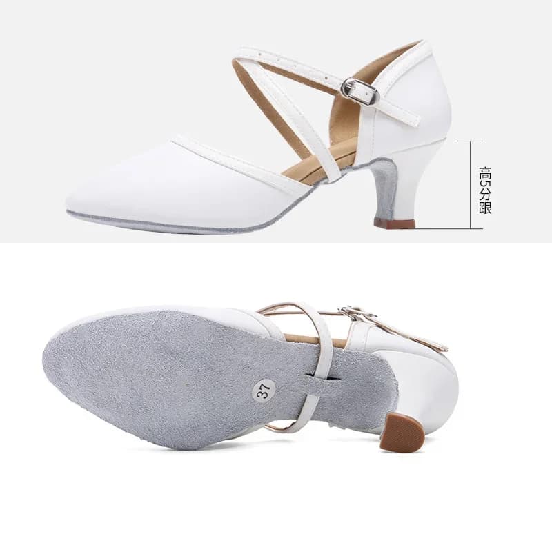 Chaussures de danse latine à talons hauts pour femmes, sandales de salsa, chaussures blanches, intér