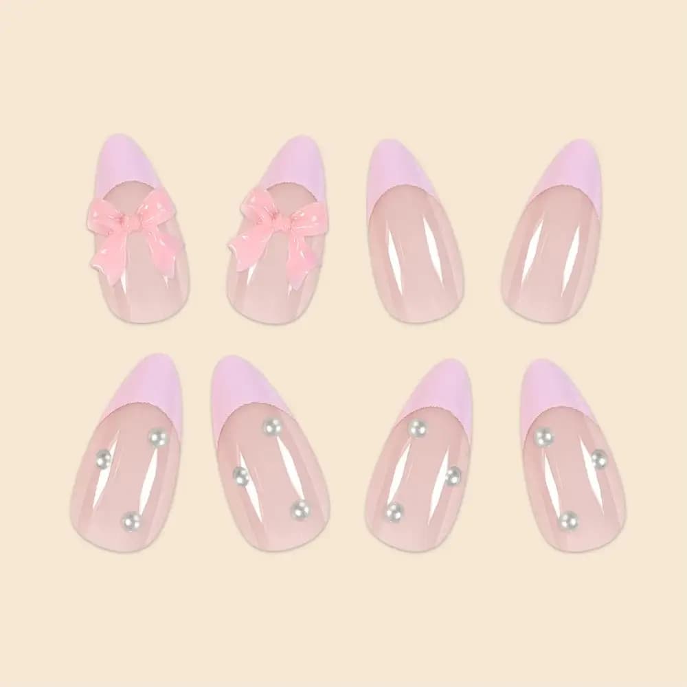 Nouveautés 24 pièces taille courte goutte d'eau française bords roses et nœuds de perles filles femm