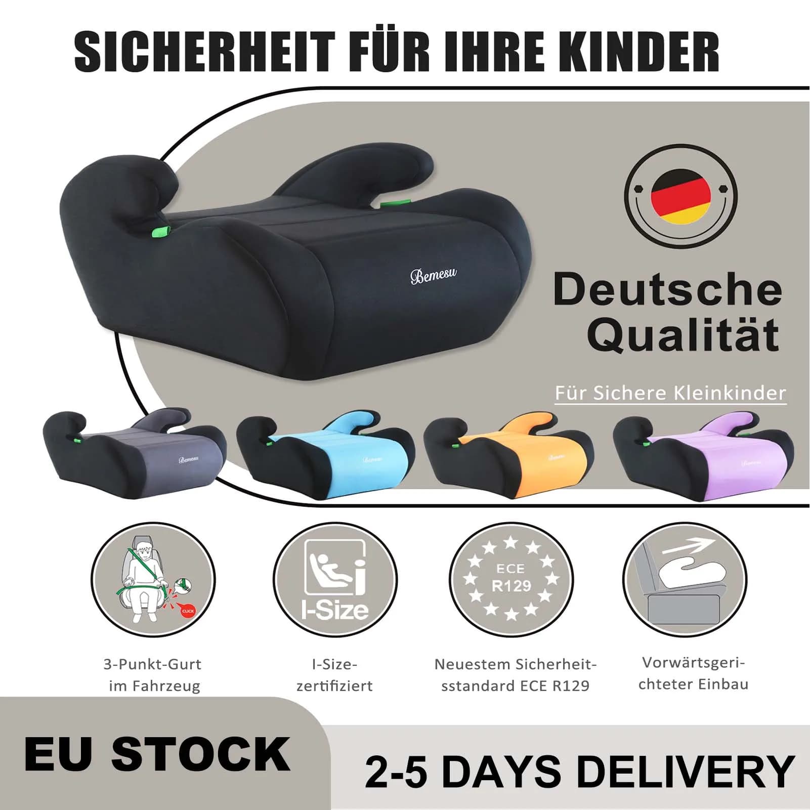 Siège rehausseur de sécurité pour enfant, conforme à la norme I-Size Un Ece R129/03, harnais de sécu
