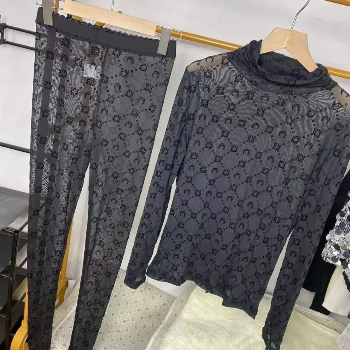 Ensemble deux pièces chemise à manches longues et pantalon pour femme, style coréen rétro, imprimé v