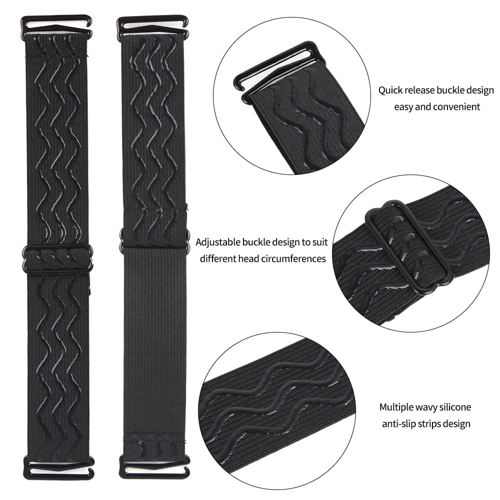Bande artificiel astique Noire en Silicone pour Perruques, Sangle Réglable, Antidérapante, 3cm de La
