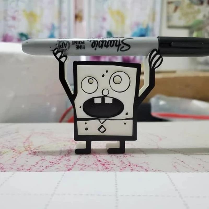 Porte-crayons imprimé en 3D, DoodleBob, porte-stylo de bureau, organisateur de bureau, décoration de
