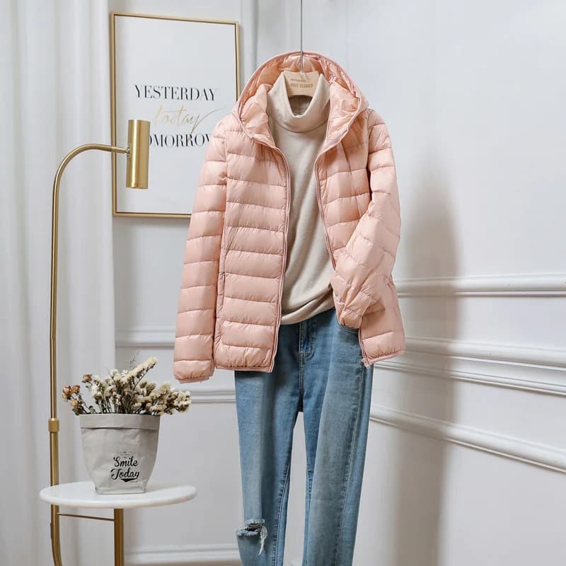 Doudounes à capuche ultralégères pour femmes, 2023 duvet de canard blanc, parkas décontractées, comp