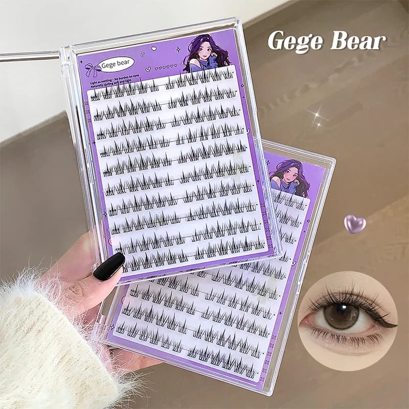 Gegebear grande capacité sans colle faux cils tournesol naturel épais C Curling cils segmentés adapt