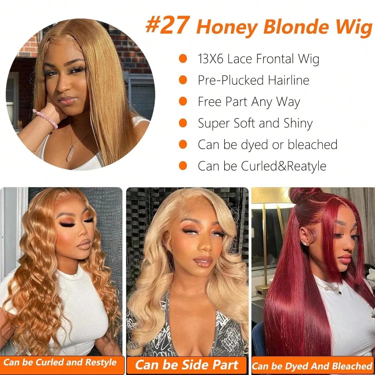 13x6 miel blond droite Hd dentelle perruque de cheveux humains 250 densité 13x6 brésilien os Hd dent