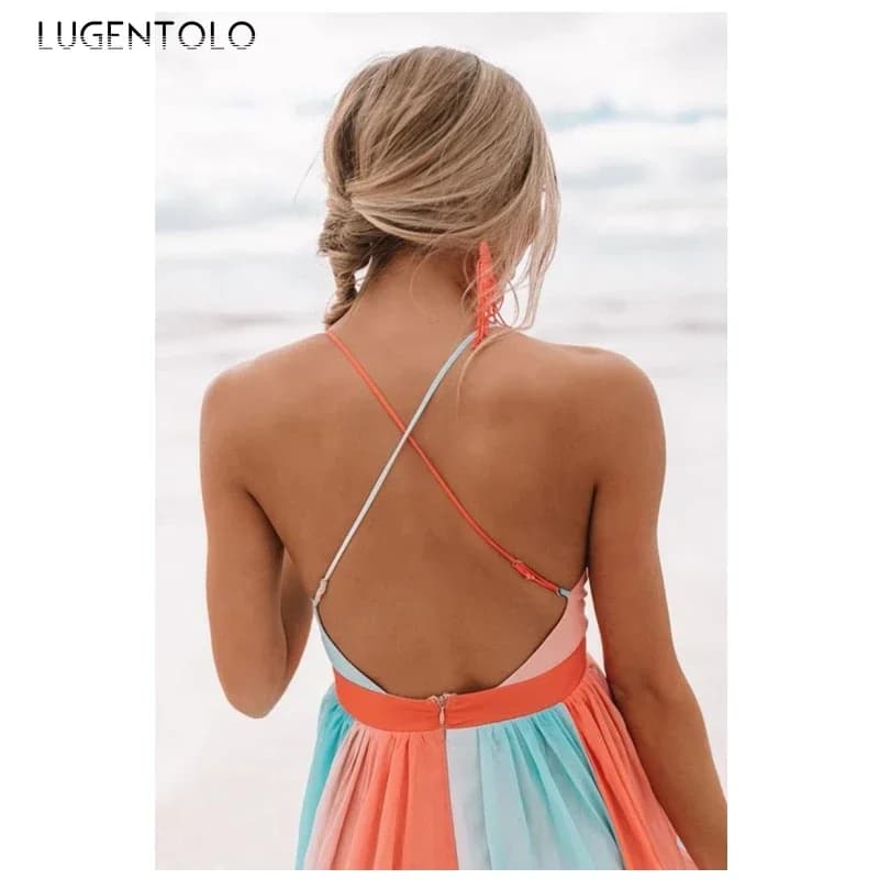 Robe sexy à bretelles spaghetti pour femmes, maille, col en V, mince, grande balançoire, couleurs ar