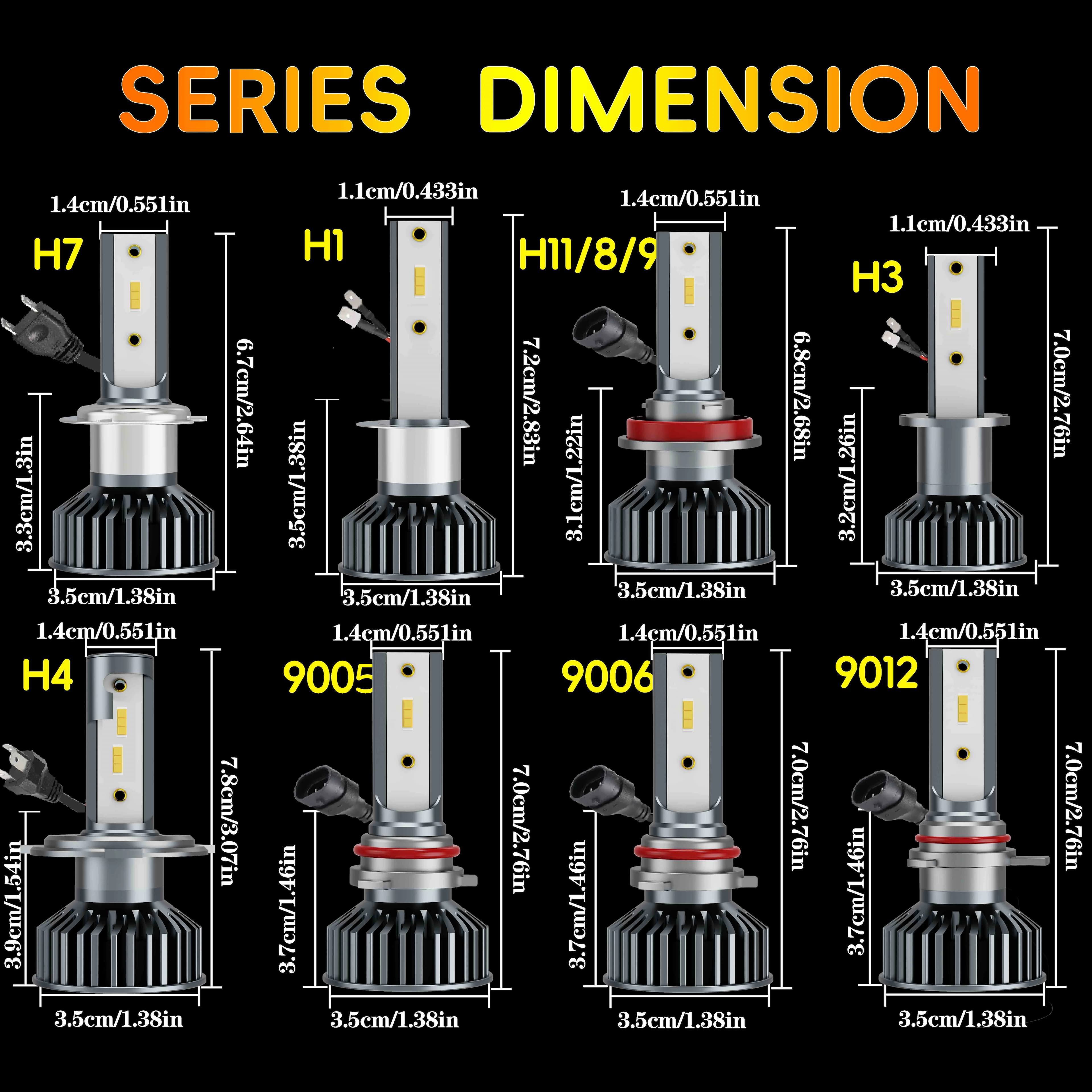 Phares de voiture Heyword 160000LM 475W H4 LED H7 Canbus H1 H3 H8 H11 9005 9006 3000K 6000K, éclaira