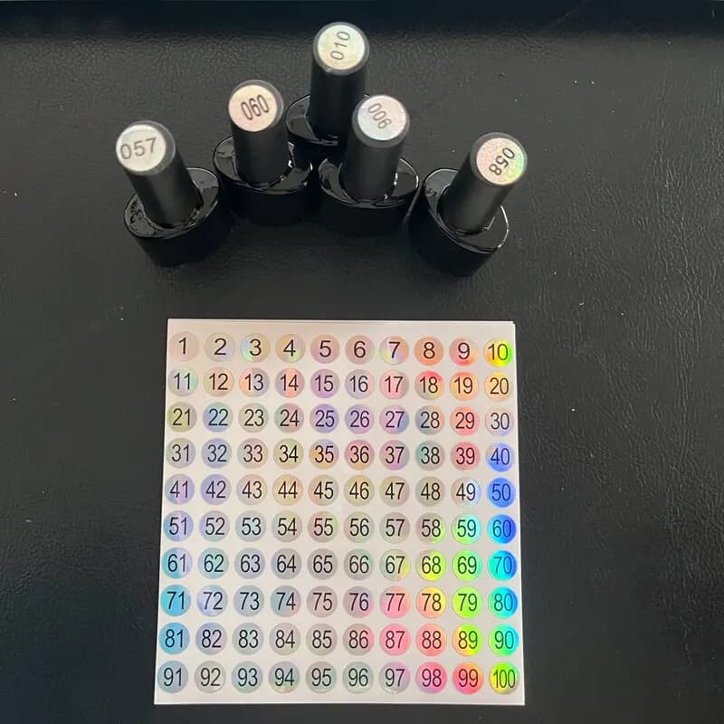 Étiquette autocollante avec numéro Laser, 5 feuilles (1-500), pour vernis à ongles, affichage des po