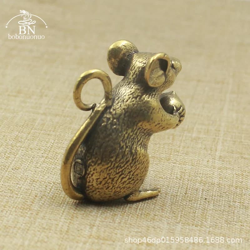 Mini souris en cuivre pur, offrande de pêche, figurine d'Auckland, rat mignon créatif, animal porte-