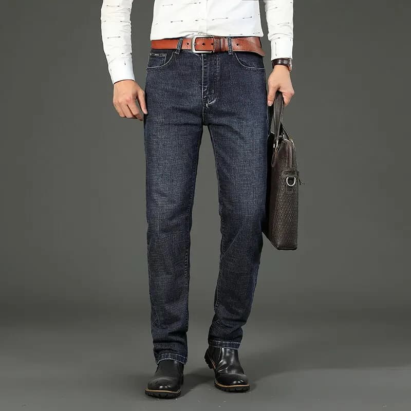 Wthinlee nouveau jean pour hommes d'affaires décontracté droit Stretch mode classique bleu noir trav