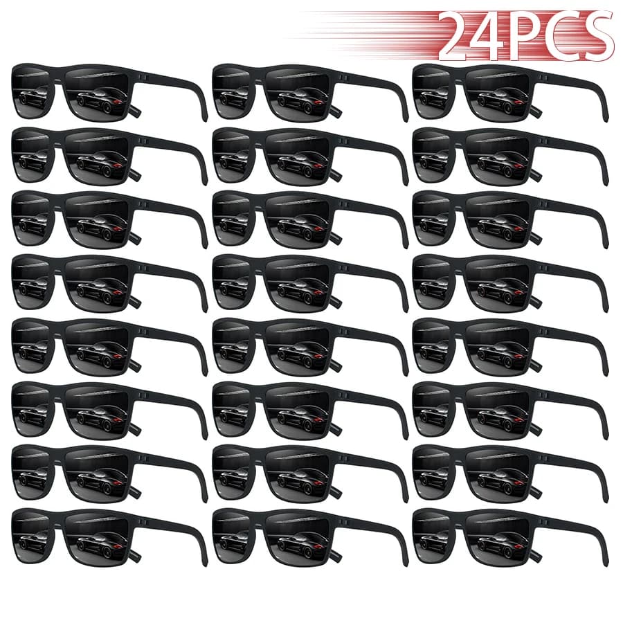 24 pièces Lunettes de soleil carrées tendance pour hommes et femmes, lunettes de soleil de marque de