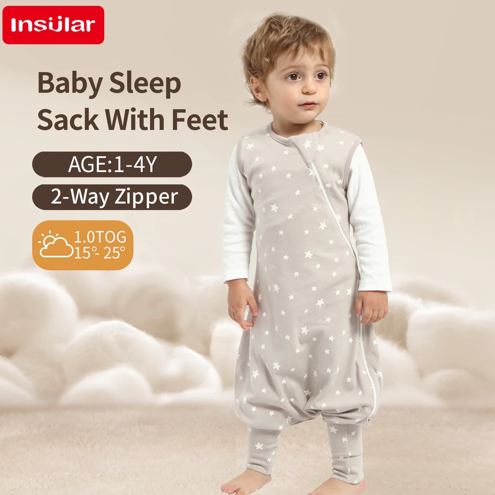 INSULAR – sac de couchage doux pour bébé, avec pieds, sans manches, vêtements de maison pour enfants