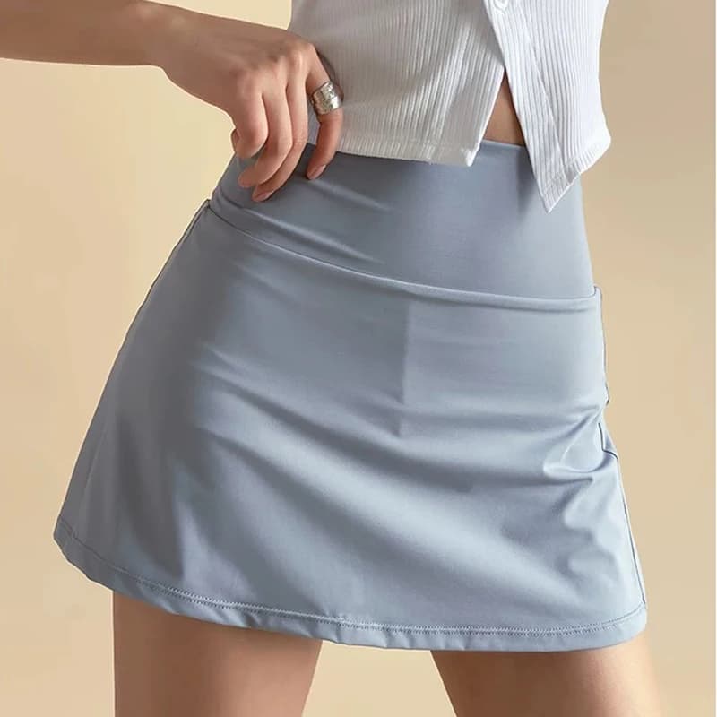 Jupe courte de sport taille haute pour femmes, pantalon de Yoga trapèze Anti-éblouissement avec doub