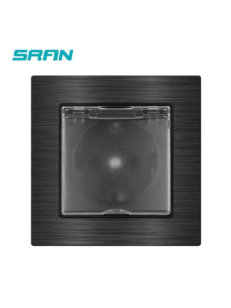 SRAN-Prises électriques pour la maison, panneau en alliage d'aluminium UE, étanche avec couvercle, a